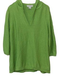 SAG HARBOR Sweater Plus Size 1X-2X Green Cotton Hoodie Pullover Lime Green